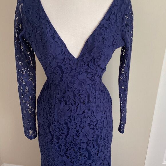 Lulus Natural Beauty Navy Blue Lace Long Sleeve Maxi Dress Size XS - Picture 5 of 13